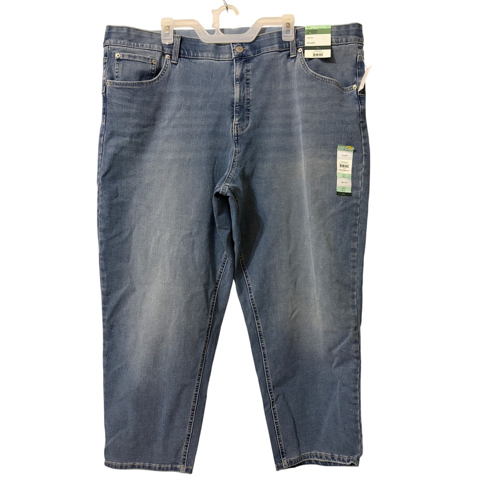 Terra & Sky Womens 26W Short High Rise Straight Leg Jeans Felicity Wash Blue NEW